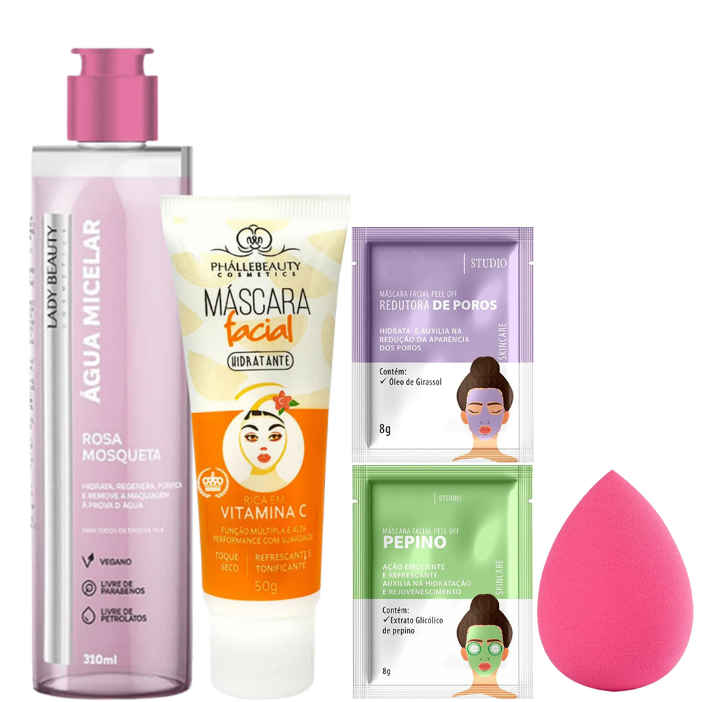 Kit de Maquiagem Skin Care Beleza Cuidado Facial Creme Sachê Rosto