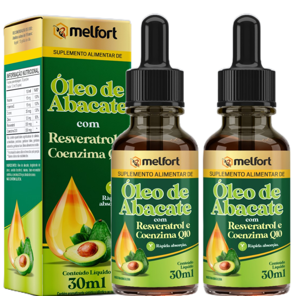 Kit 2 Óleo De Abacate Com Coenzima Q10 + Resveratrol + Niacina