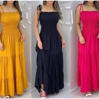 Vestido longo ciganinha femininas elastex