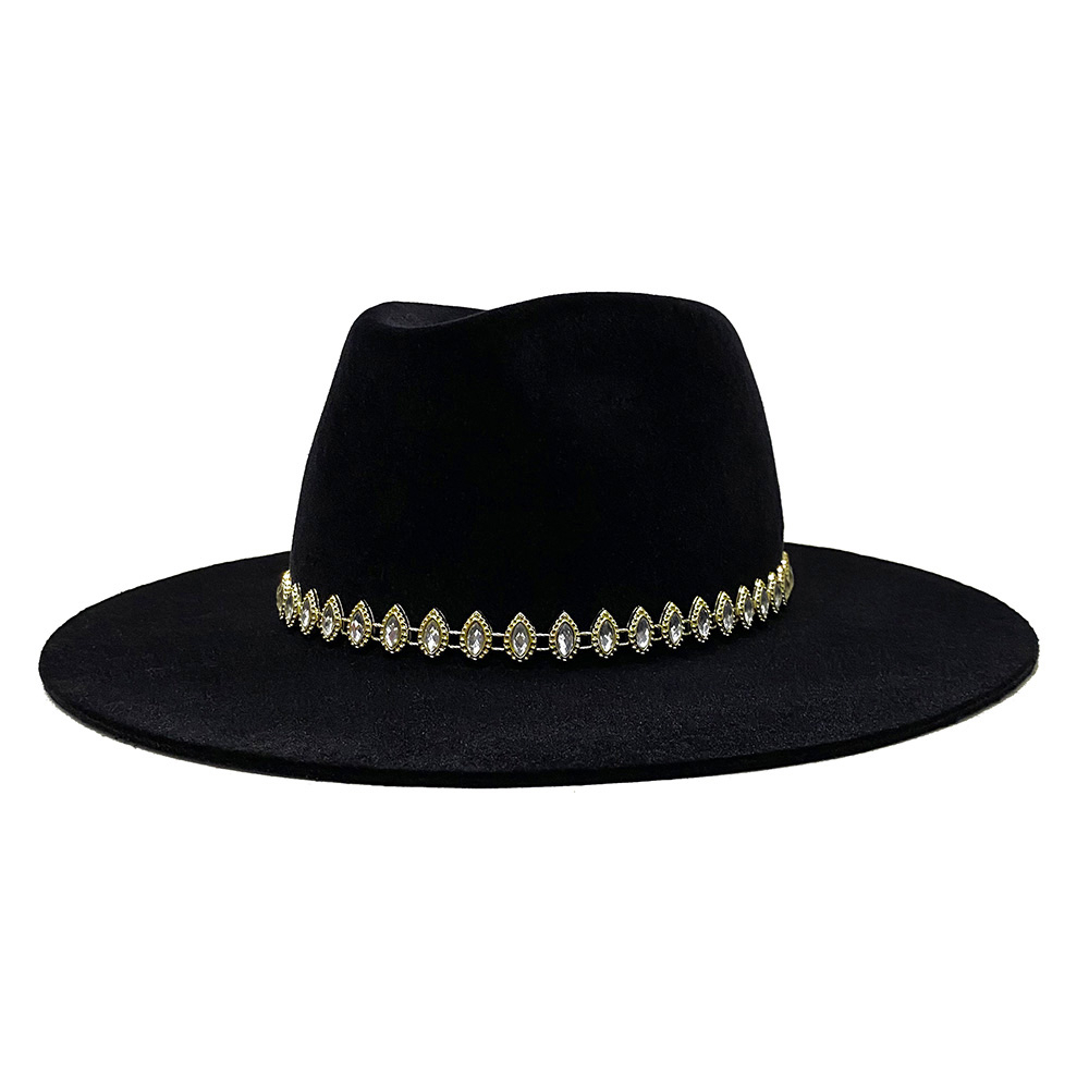 Chapéu Fedora Preto Unissex Faixa Diamond Aba de 8 cm em Oferta na Shopee