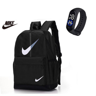 Mochila Nk Unissex Masculina e Feminina Escolar Espaçosa Faculdade na Promoção + Relógio