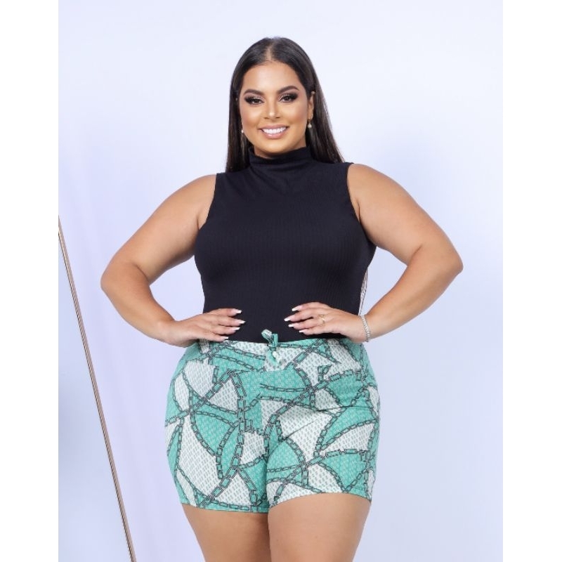Shorts Feminino Malha Fria Fresquinha Verão Estampa