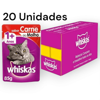 20 Unidades Sachê Whiskas Carne Ao Molho Para Gatos Adultos