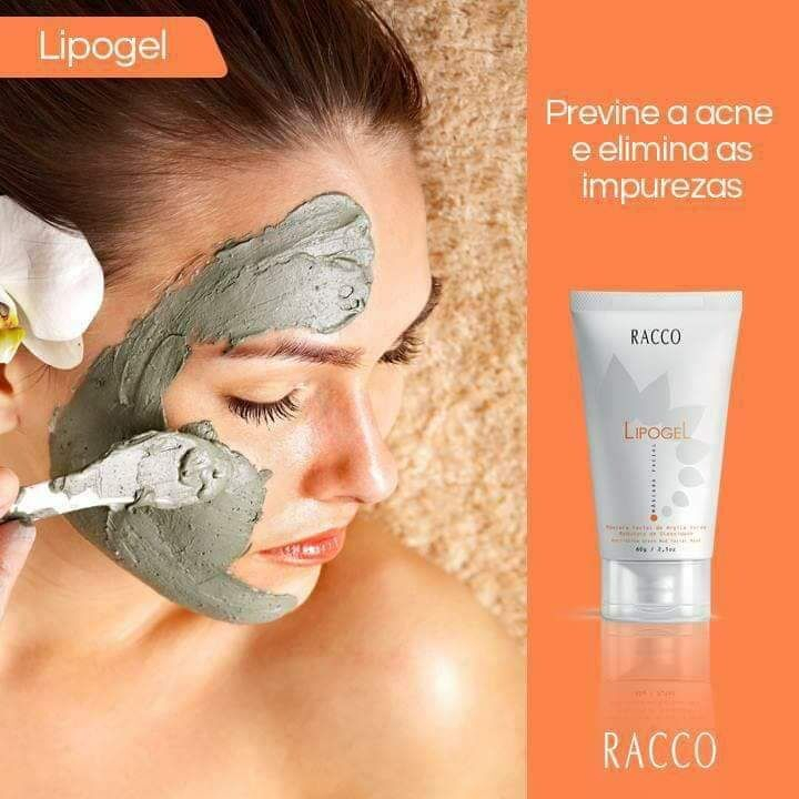 Máscara de argila verde facial anti-acnes e cravos Lipogel Racco
