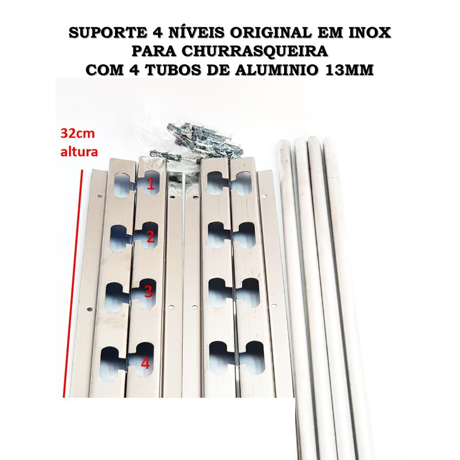 SUPORTE PARA CHURRASQUEIRA 4 POSIÇÕES COM 32CM ALTURA