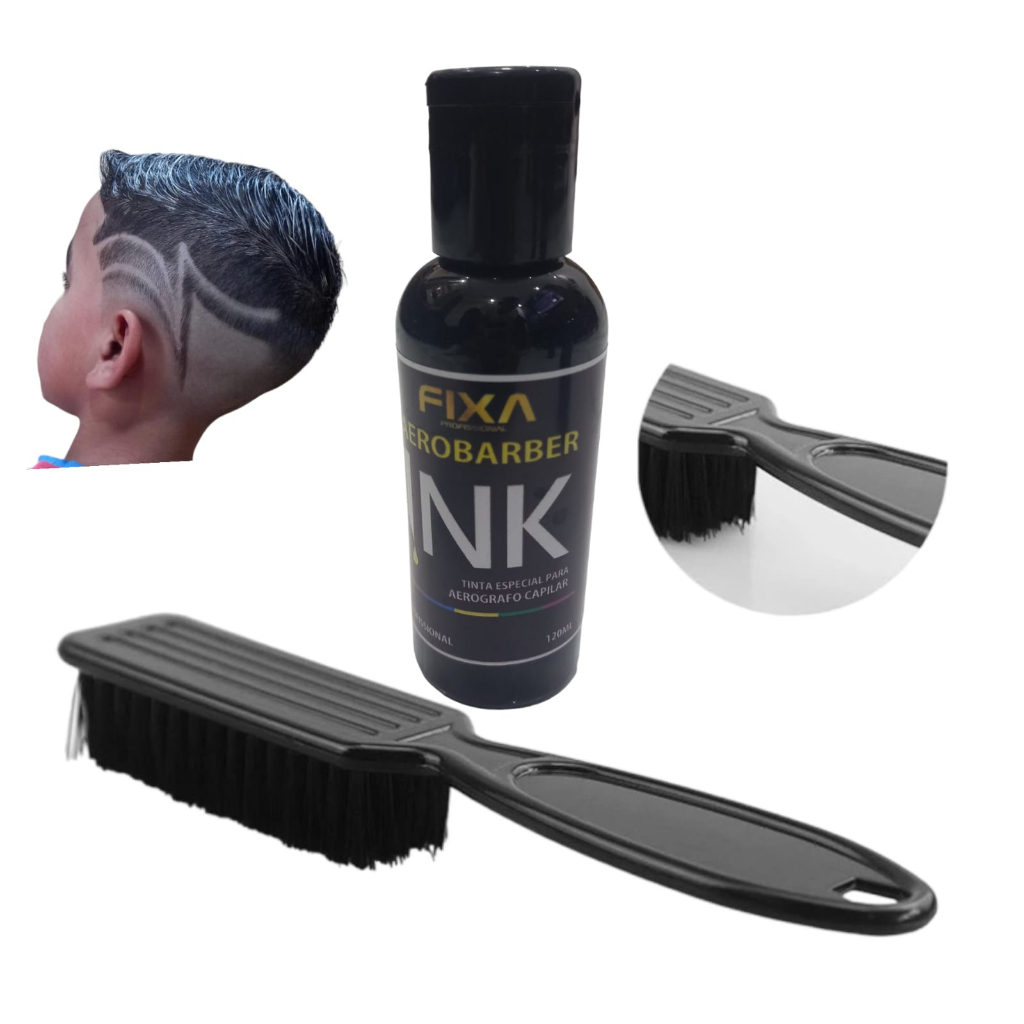 kit Pigmentação Escovinha Tinta Aerógrafo Barbeiro Desenho