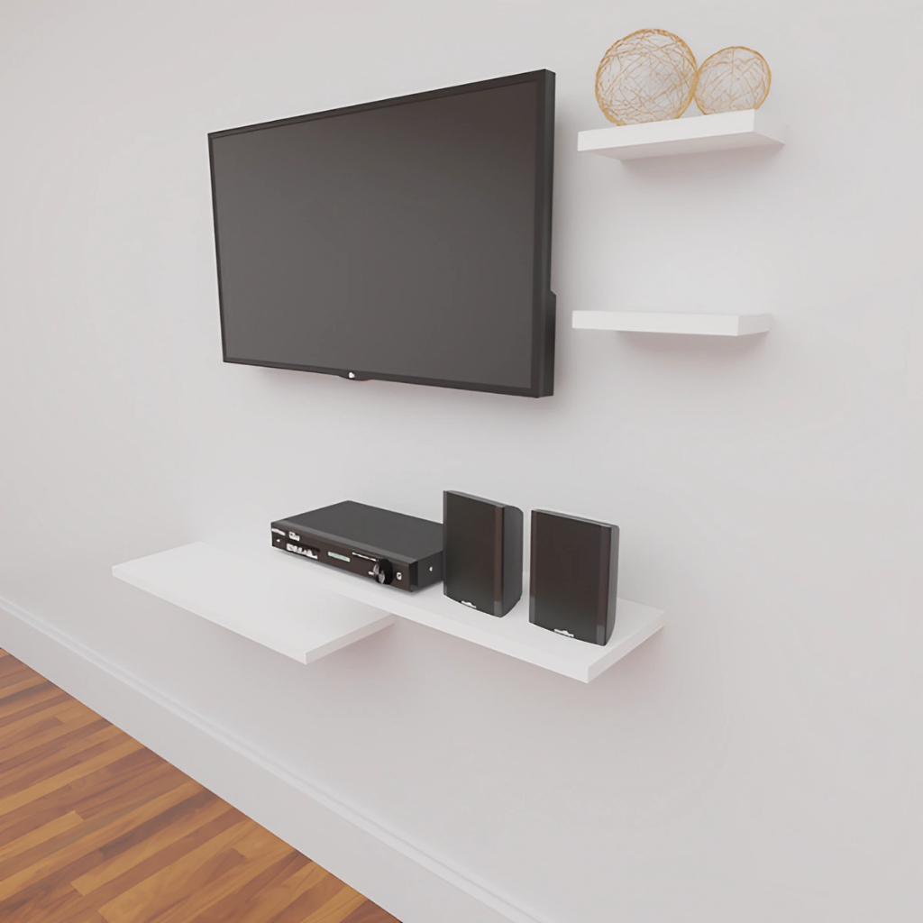 Rack Suspenso Com Prateleiras 4 Pçs Elegante Preto ou Branco MDF