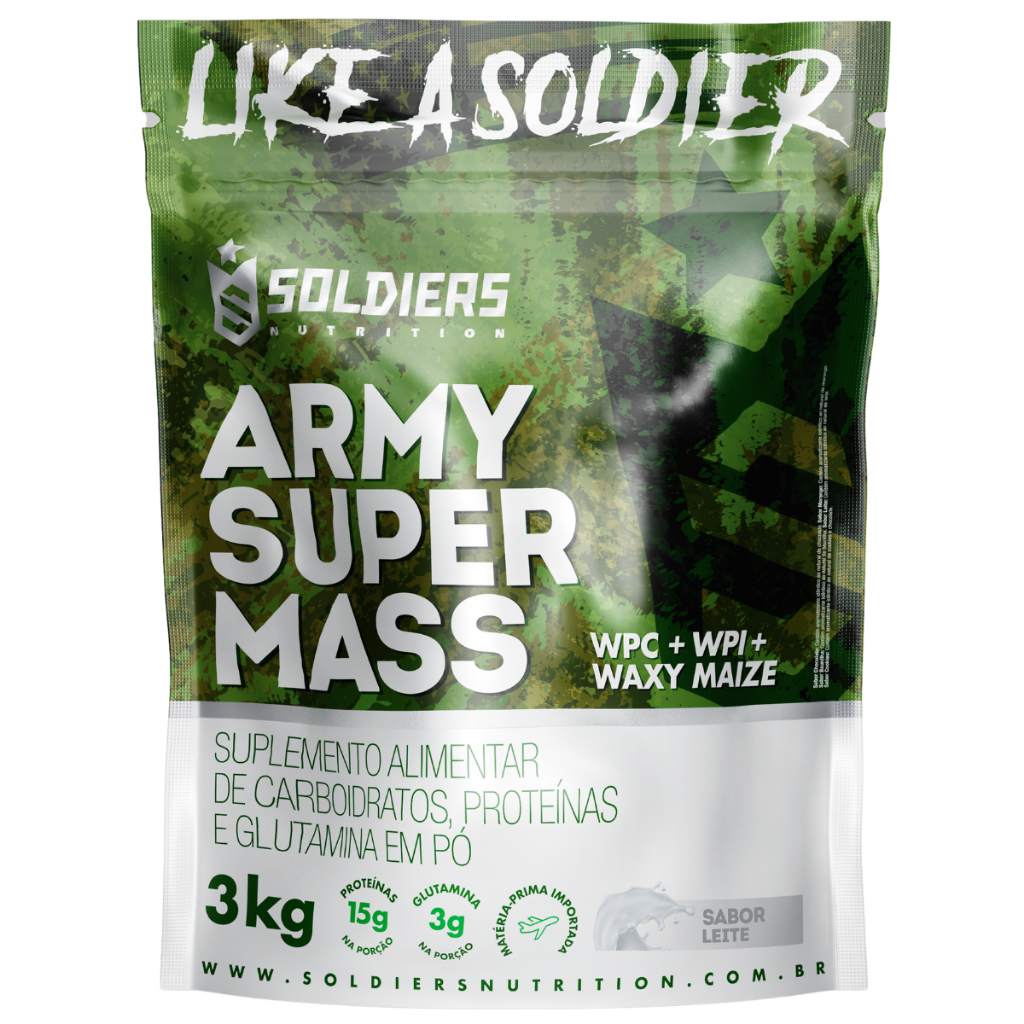 Hipercalórico Army Super Mass 3Kg - 100% Importado - Soldiers Nutrition