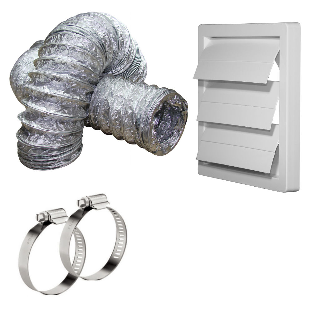 Kit para instalação de Coifa com grade de saída móvel, duto flexível e 2 abraçadeiras