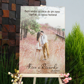 Placa Recepção Foto casal ensaio pré-wedding noivos Personalizada 40x60cm em Oferta na Shopee