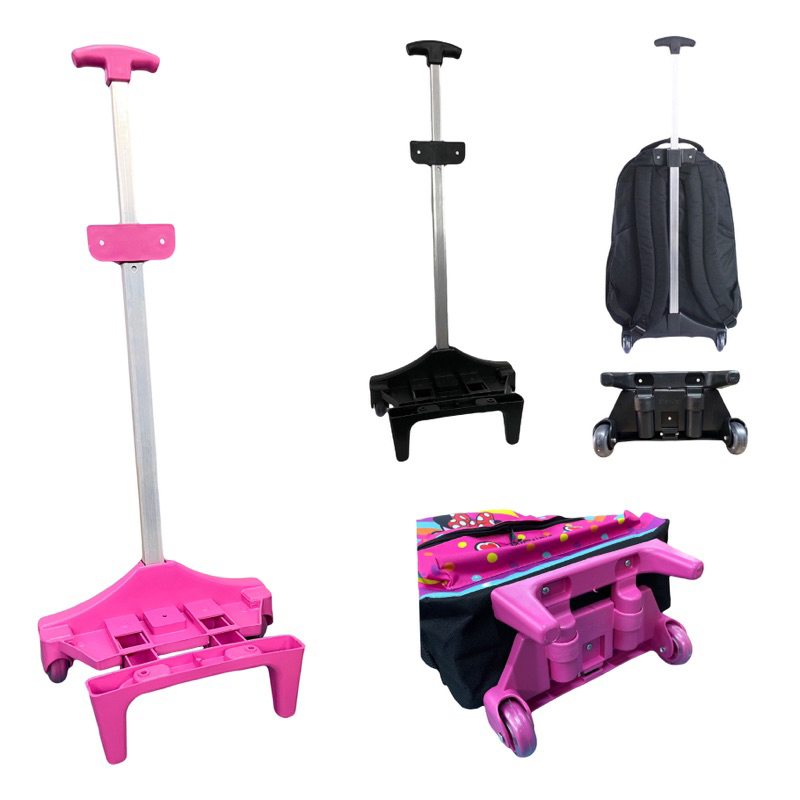 Carrinho Suporte de aluminio para mochila tamanho 43 a 45 cm ROSA / PRETO em Oferta na Shopee