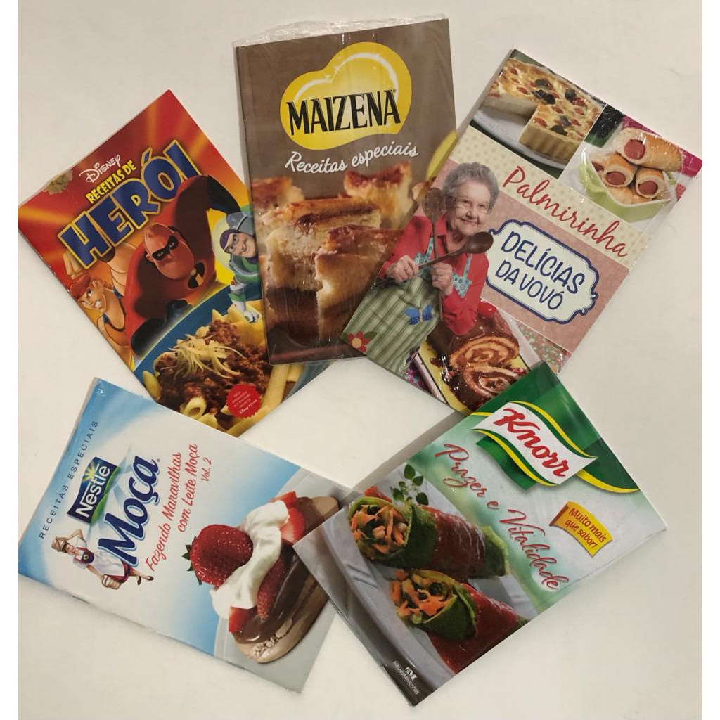 5 Livros de Receitas - Palmirinha, Leite Moça, Caldo Knorr, Maizena e Receitas de Herois Disney - Produto LACRADO