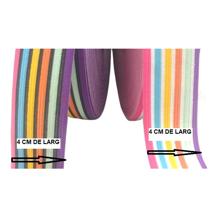 2 Metros de Elástico Chato Listrado com 4 Cm em Oferta na Shopee