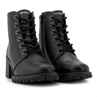 Bota Comfortflex Coturno Tratorada Cano Curto Feminino Confortavel Casual Original com Nota Fiscal e Garantia