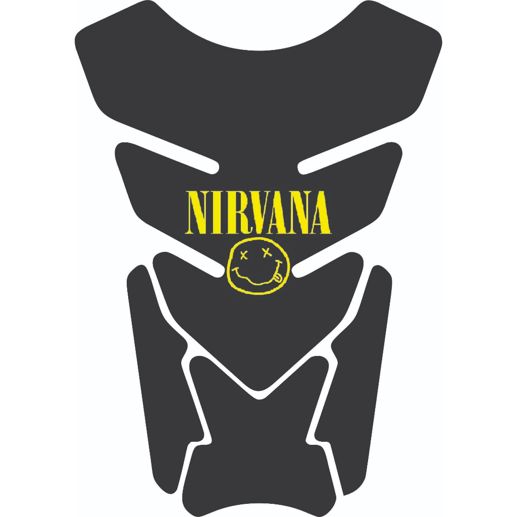 Adesivo Protetor De Tanque Moto Resinado Tank Pad Universal Rock Nirvana Smile Amarelo Grunge (B)