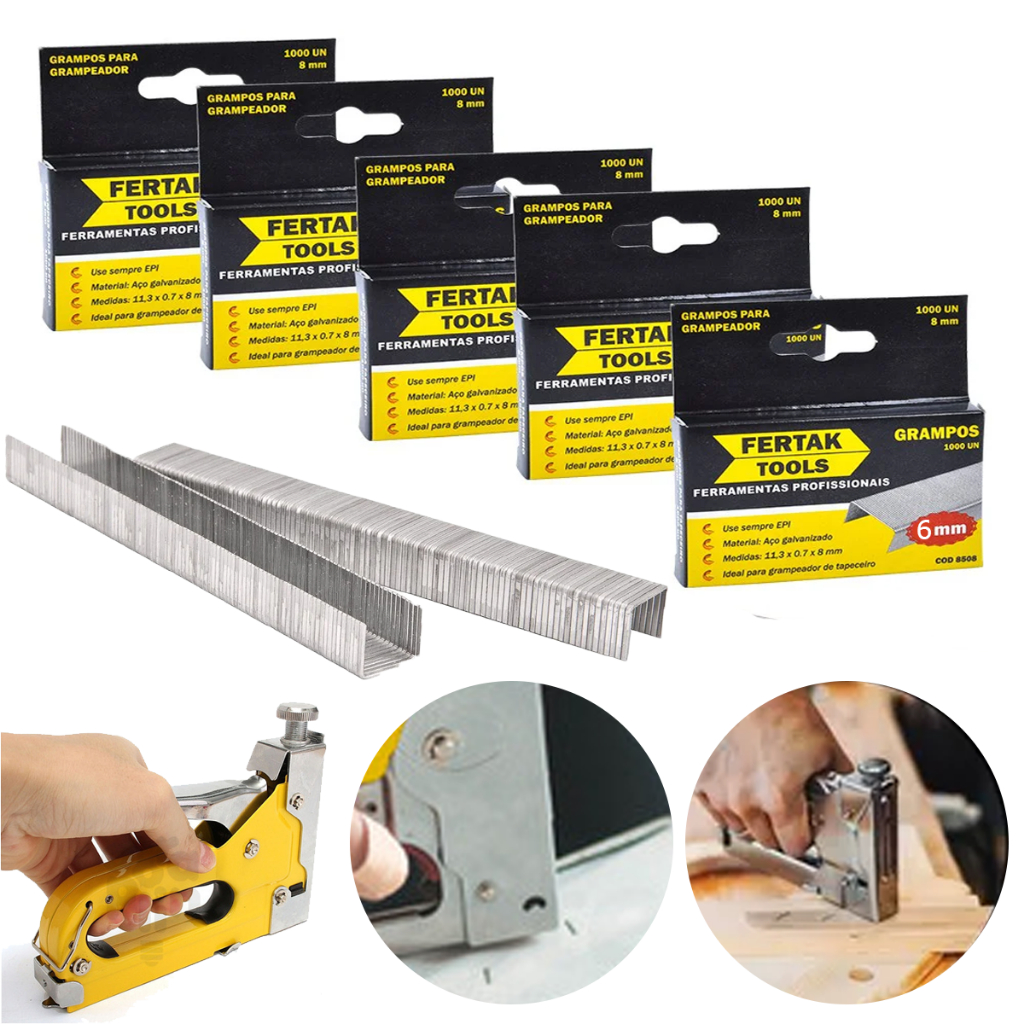 Grampo 6mm P/ Grampeador Manual Estofado Tapeçaria 5000 Pcs
