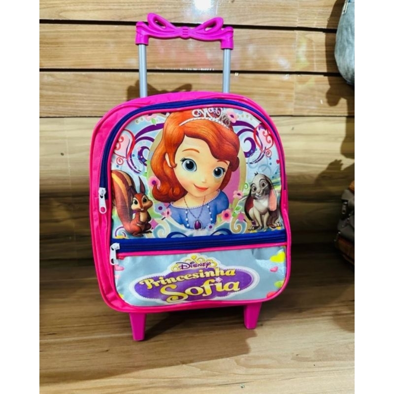 Mochila infantil de rodinha para creche da Princesa Sofia