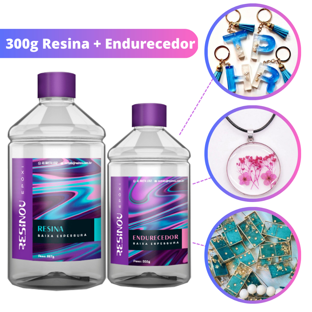 Imagem Kit Resina Epoxi liquida Para Artesanato e Madeira 300g