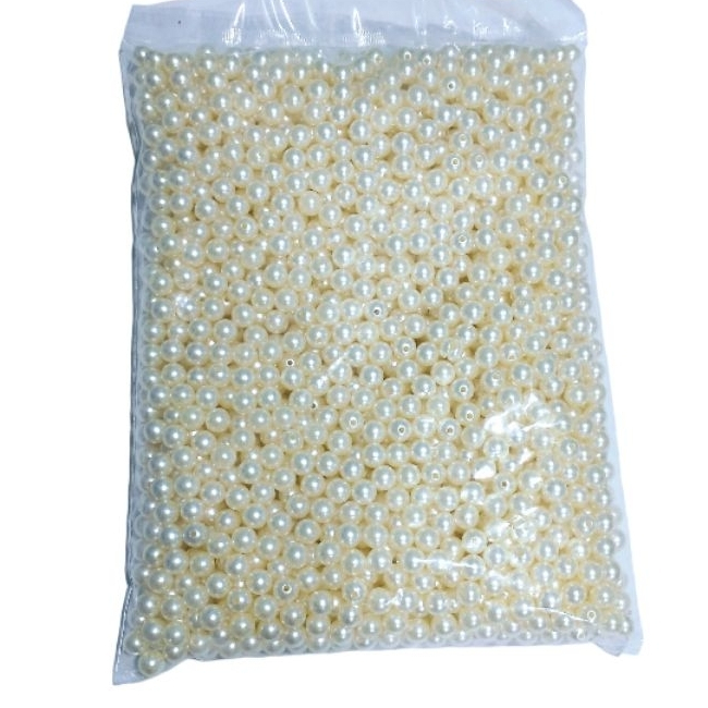 pacote pérola inteira plástico abs 8mm passante lisa 500g com furo para brincos pulseiras colares gargantilhas artesanato manualidades perola  bege pct fechado adulto infantil acessórios de montagem miçanga