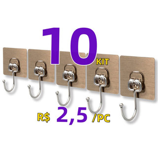 10pçs Gancho Adesivo De Plástico Transparente Com Plugue Forte Para Cozinha, Banheiro