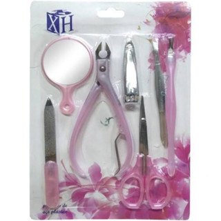 Kit Manicure Rosa / Roxo / Azul Com 7 Peças em Oferta na Shopee