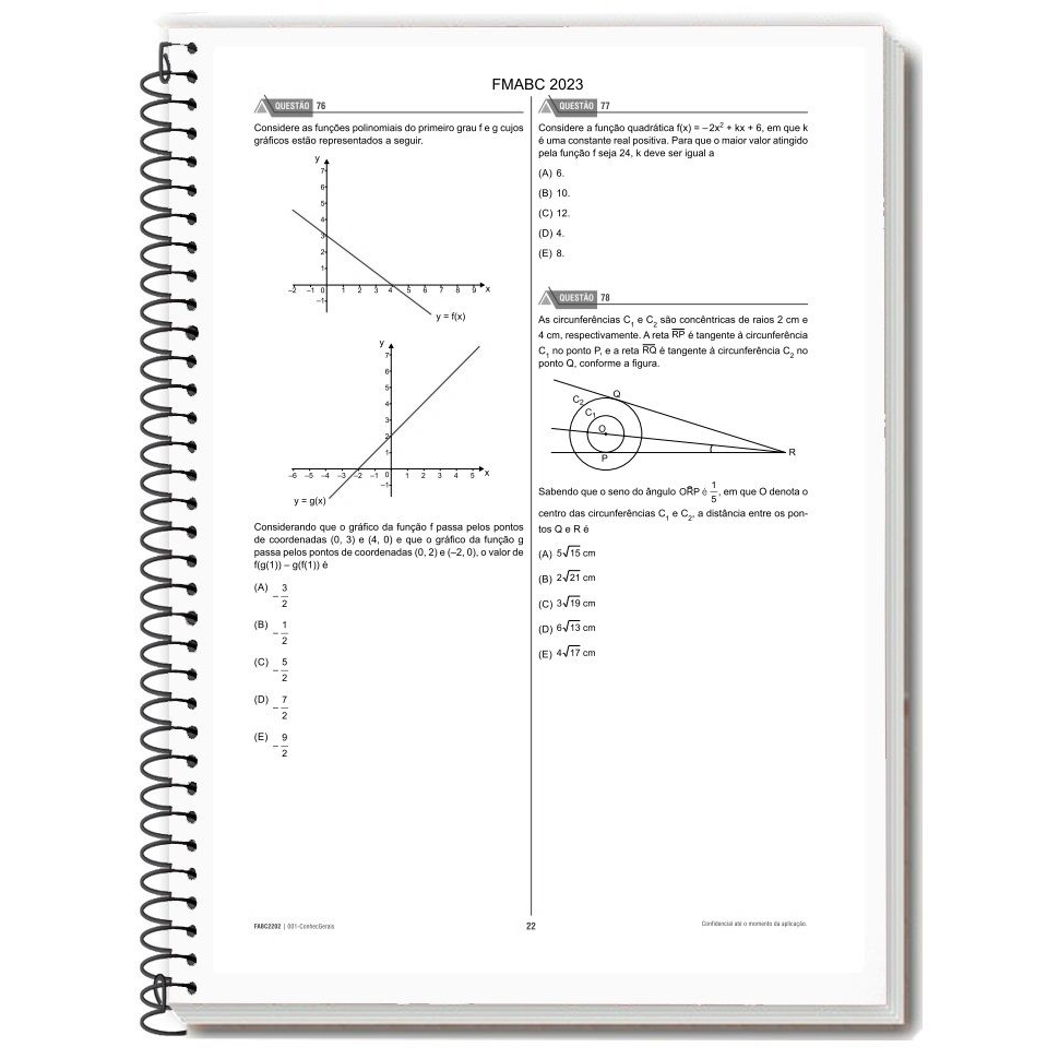 FMABC (Medicina) 2026/2027 - Caderno de Provas + Gabarito + Folhas de Redação