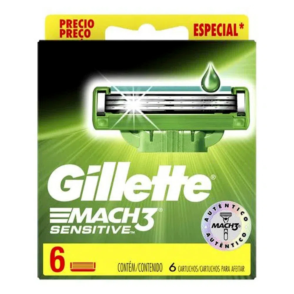 carga Gillete March3 c/ 6 sensitive e normal