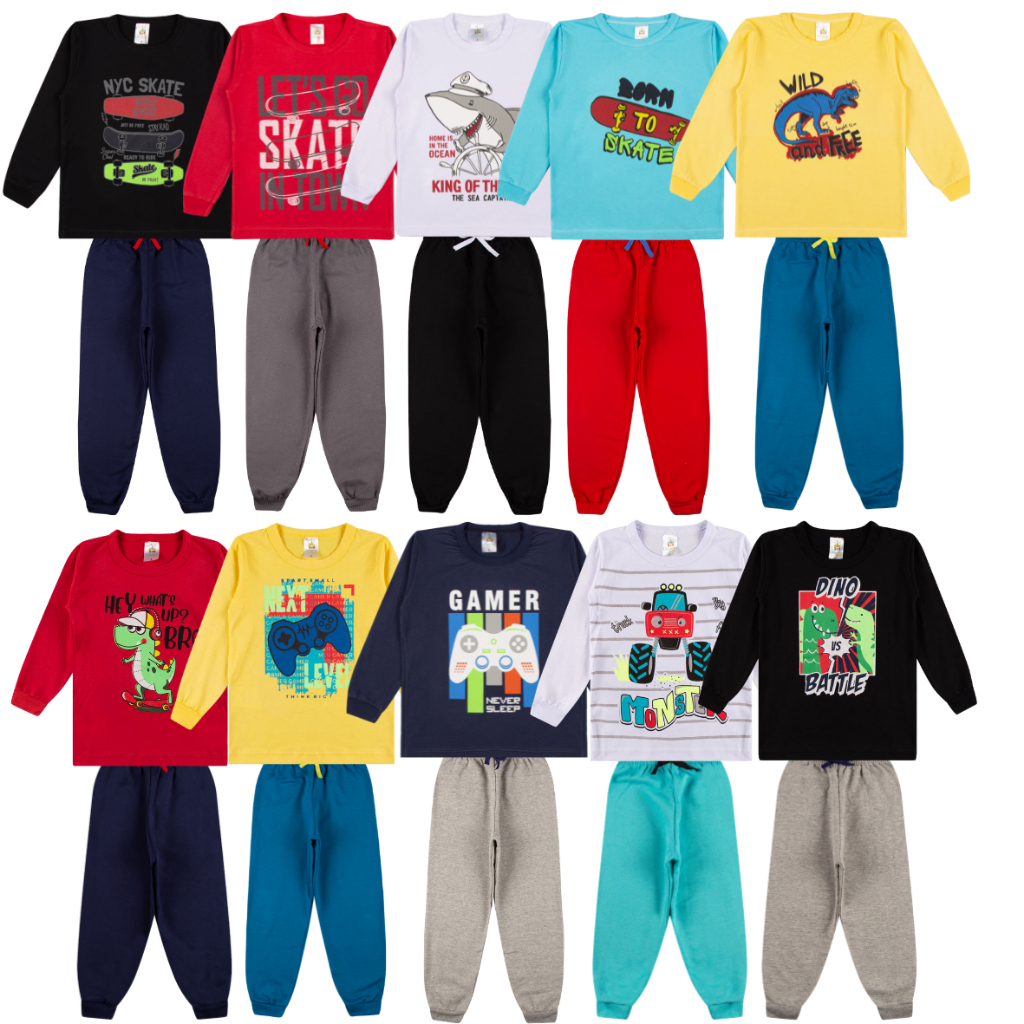 Kit 3 ou 5 Conjuntos Sortidos Inverno Bebê Menino - de 6 a 12 meses - Primeiros passos em Oferta na Shopee