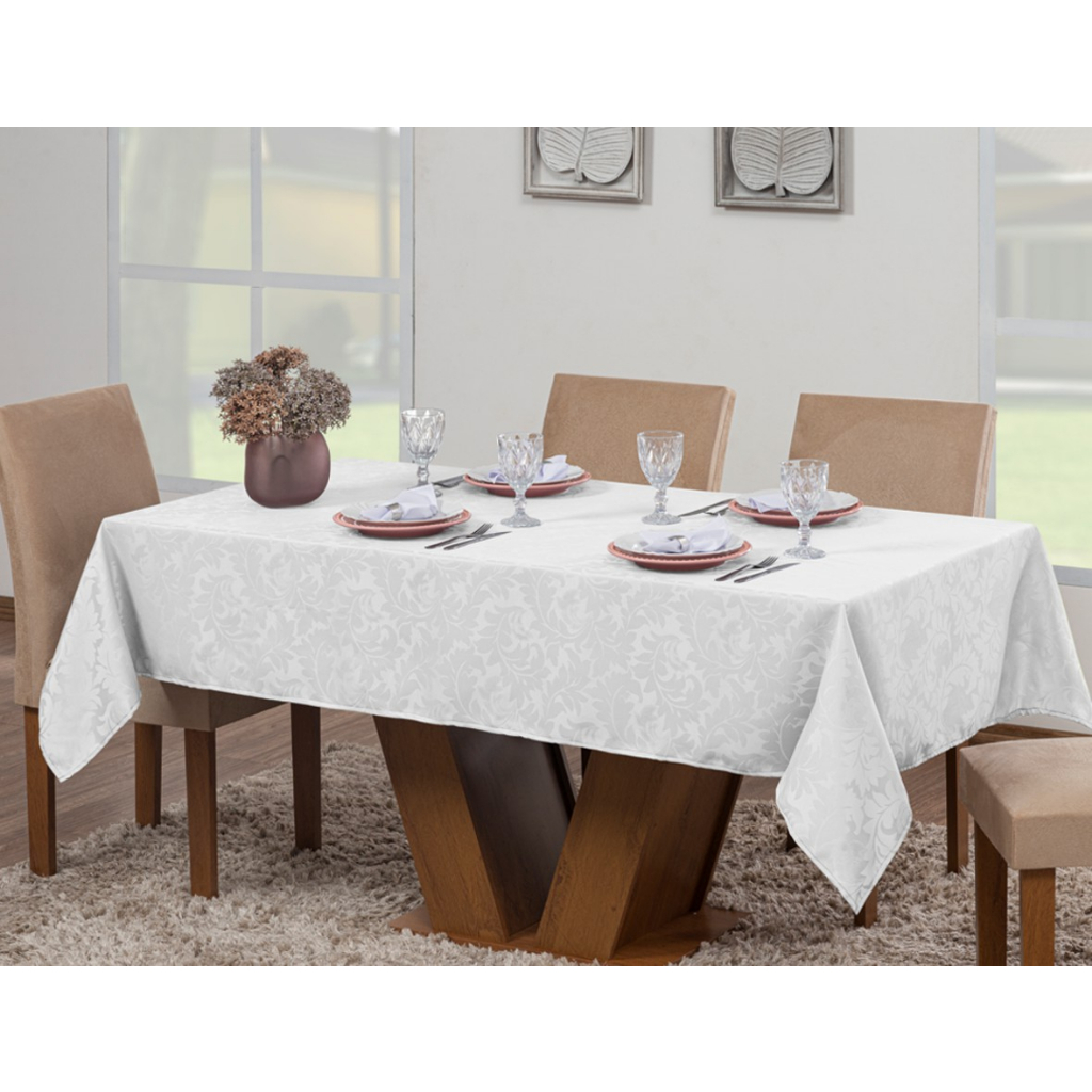 Toalha Mesa Luxo Retangular Sala Jantar 6 Lugares Jacquard Decoração Festa Buffet