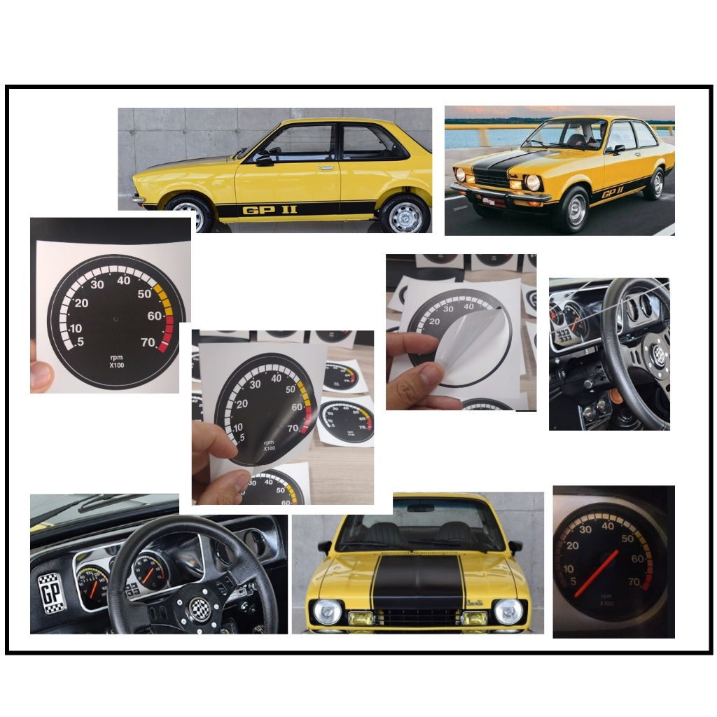 Adesivo Aplique Conta-Giros Chevette GP II 7000RPm - Gabarito no Padrão p/ Chevette GP II