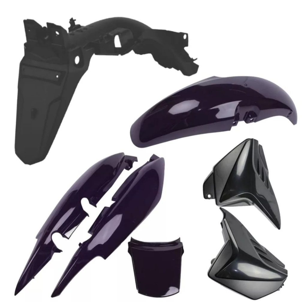 Kit Carenagem plástico Fan 125 2009 2010 2011 Tampa Lateral + Para-lama Dianteiro + Rabeta+Para Lama Traseiro ROXO P102