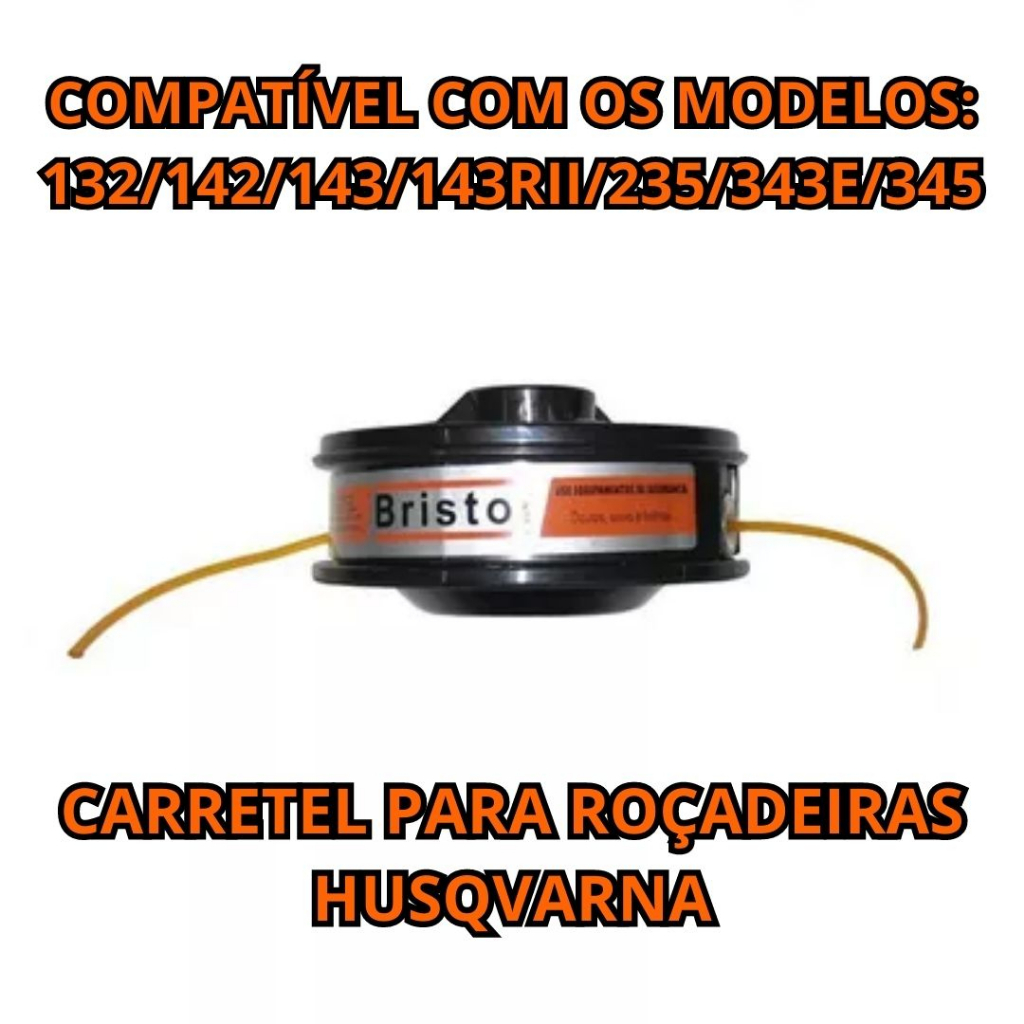 Carretel Fio De Nylon Para Roçadeiras Manual Husqvarna 143 rii/236r/241r/132r/142r/143r/235r + 7M Fio De Nylon
