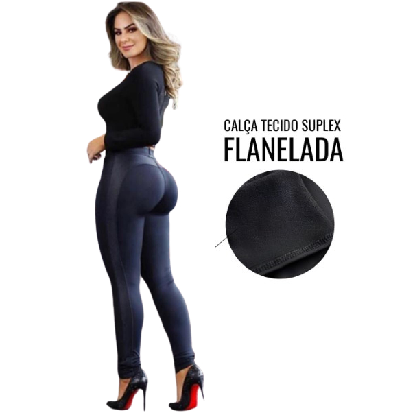 Calça Legging Montaria Flanelada Grossa Calça Leg Peluciada Forrada Por Dentro Costura Reforçada Calça Térmica