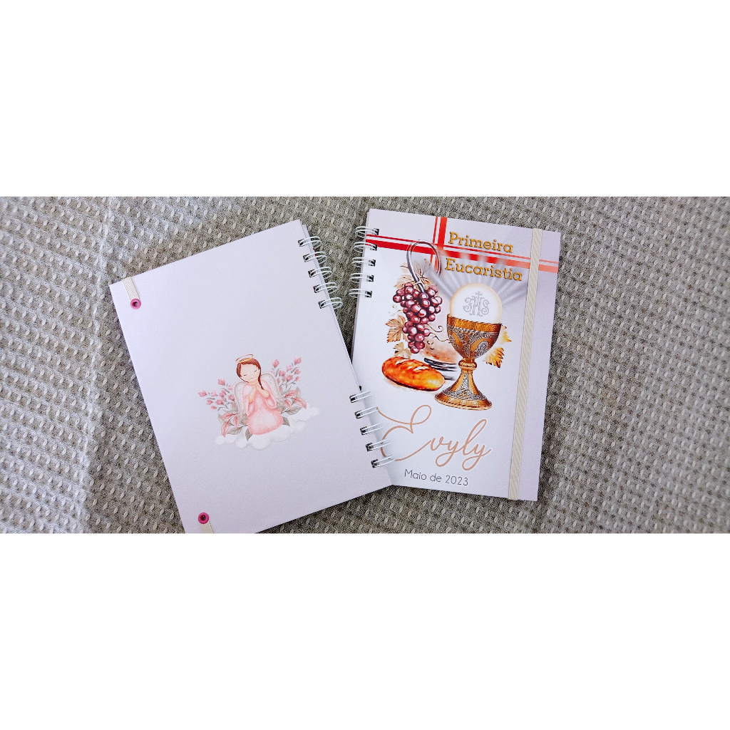 Livro de Orações Lembrancinha Batismo Batizado Crisma Primeira Eucaristia Comunhão Personalizado capa dura encadernado 1