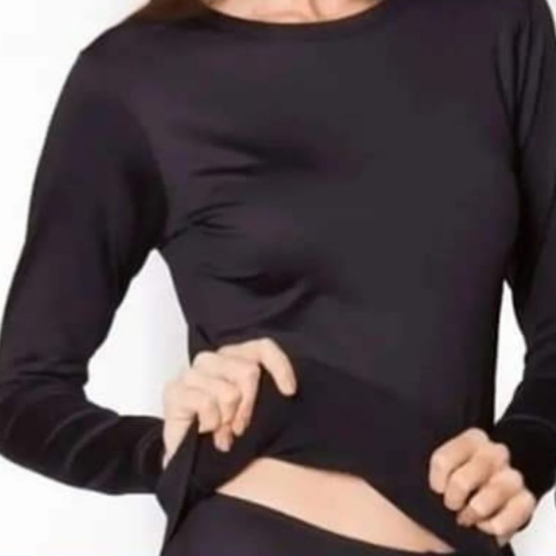 Blusa feminina térmica longa felpuda quente segunda pele - básica e cropped