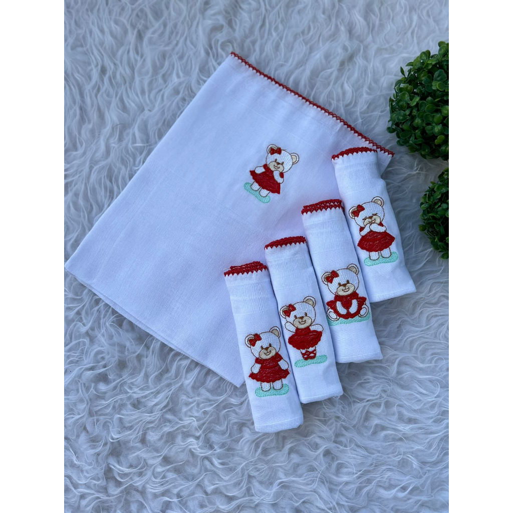 Fralda de Pano Feminina para Bebê kit com 5 unidades Tecido Duplo