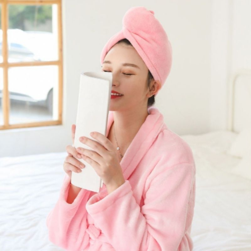 2 Unidade Toalha Grossa Mágica Para Cabelo Secar Rápido Touca Banho Microfibras  Várias Cores Casa Promoção