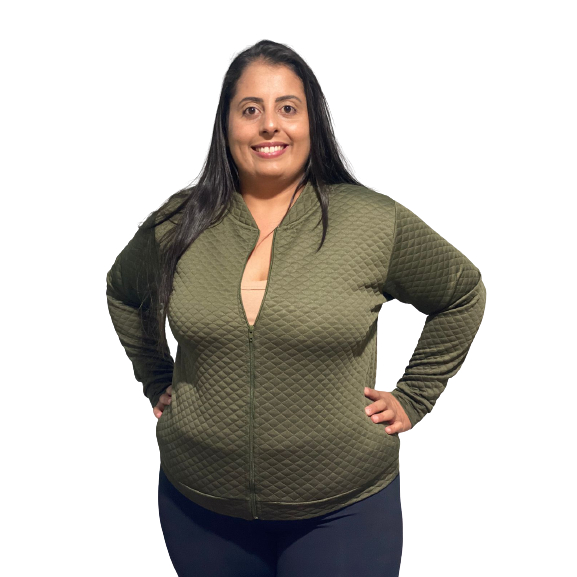 Jaqueta Casaco Feminina Agasalho Matelassê Bomber Manga Longa Plus Size G1 G2 G3