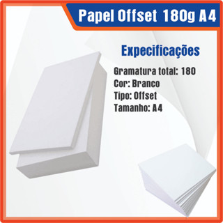 Papel Offset 180g A4 Branco 210mmx 297mm