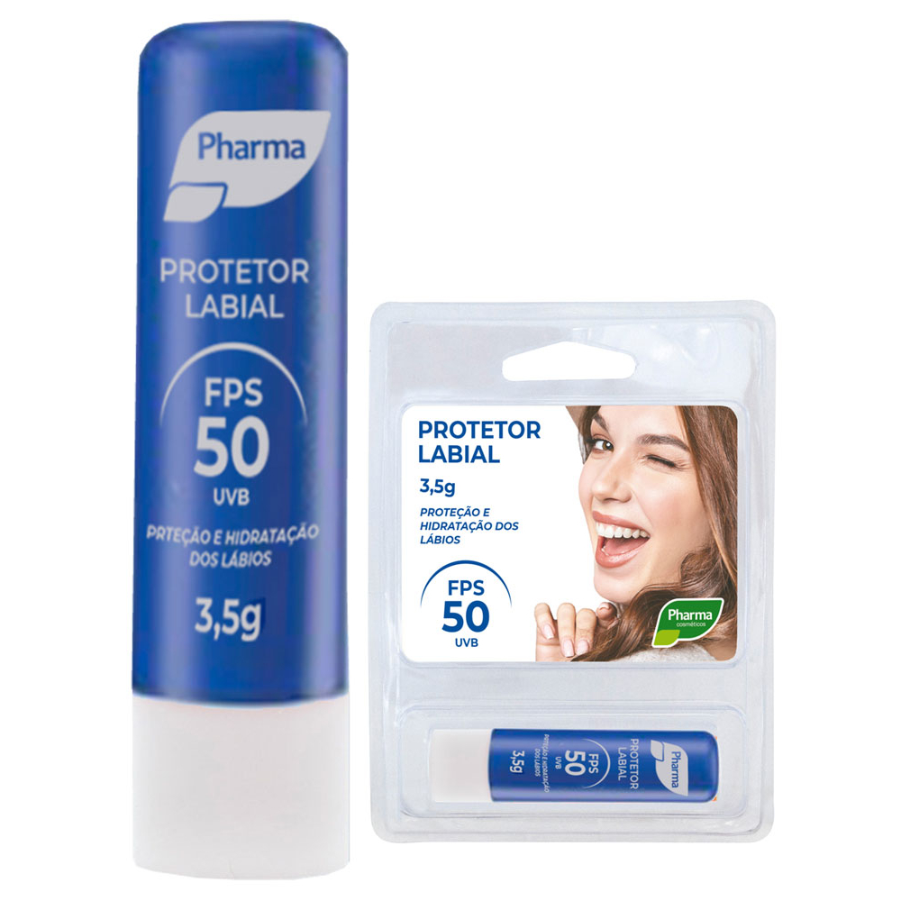 Protetor Solar Labial Fps 50 Com Hidratante em Bastão de 3,5g Pharma