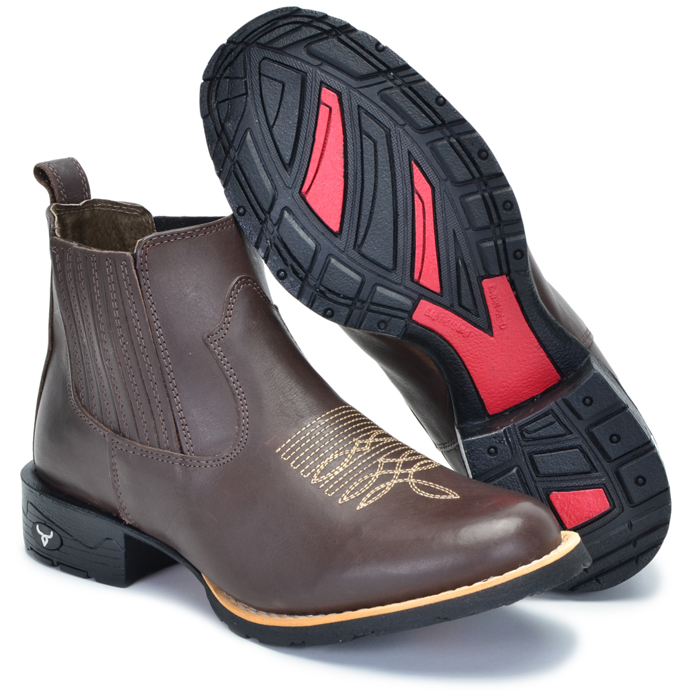 Bota Botina Texana Masculina Country Brete Boots de Cano Curto Macia