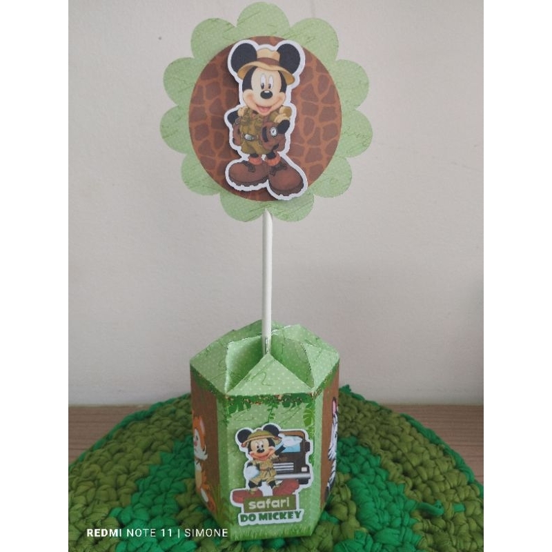 Centro de mesa Mickey safari /pegue e monte /enfeite de mesa safari do Mickey para lembrancinha e festa infantil