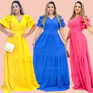 VESTIDO Longo e midi MANGA BABADO transpassado MADRINHA MODA EVANGÉLICA