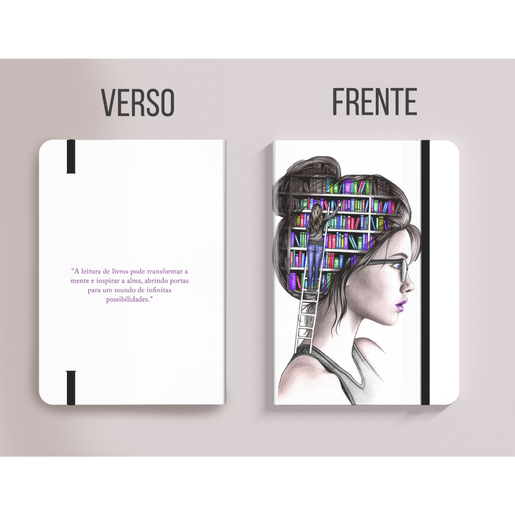 Caderneta Tipo Moleskine A5 A leitura da mente - para desenho sem pauta