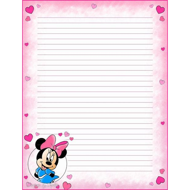 80 Folhas Para Fichário Tema Minnie Folha pautada, papel de carta, folha de carta