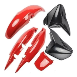 Kit Carenagem plástico Fan 125 2011-2013 Tampa Lateral + Para-lama Dianteiro + Rabeta Vermelho Maceió Pintado