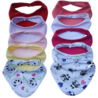 Babador Bandana Para Bebê Kit 12 Botão de Fecho 100% Algodão Menino e Menina em Oferta na Shopee