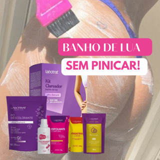 Kit Para Banho de Lua 5 Itens Descolorante Clareador de Pelos Sem Pinicar Labotrat