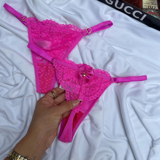 Calcinha Regulagem Coração Dourado em renda e laço sexy