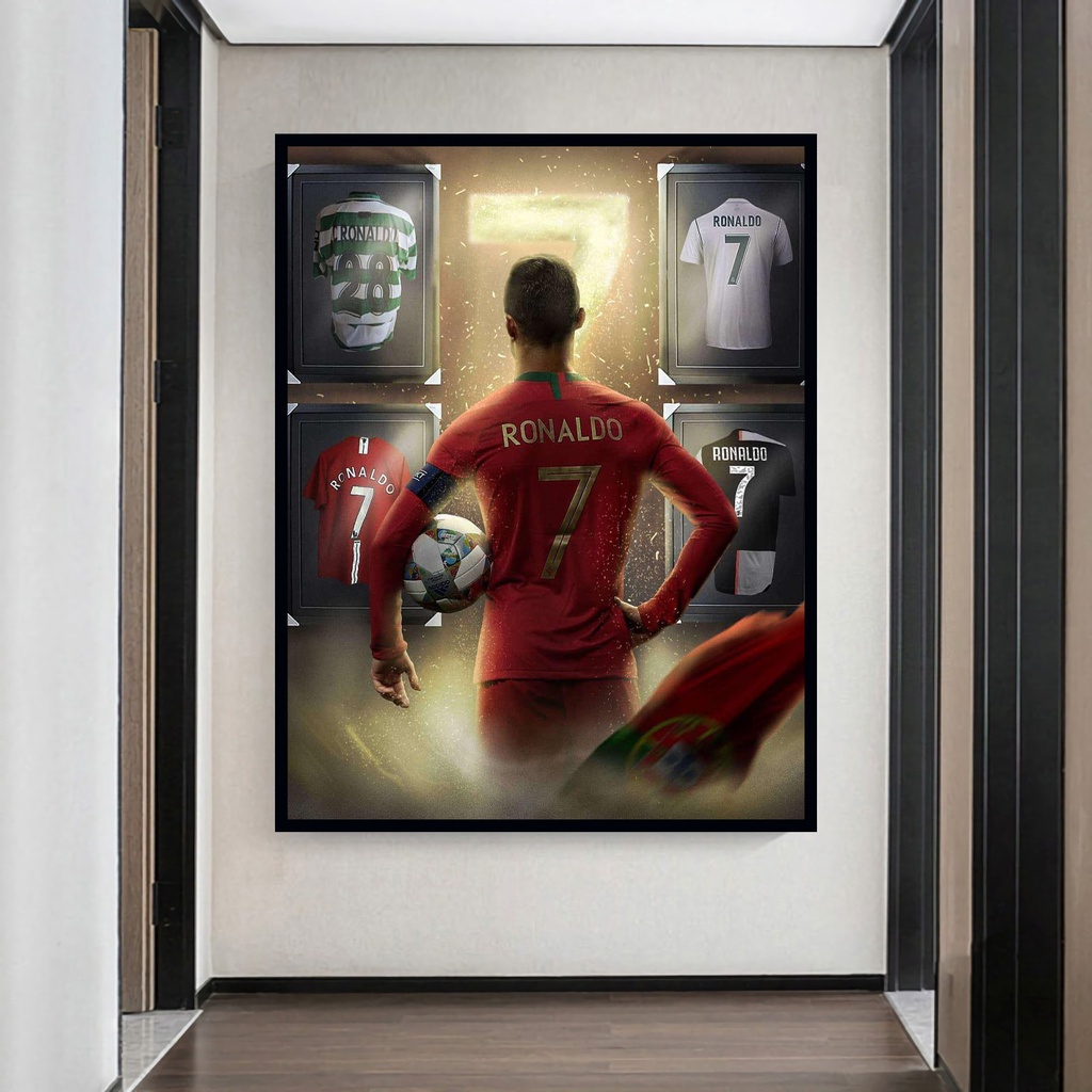 Quadro Decorativo Cr7 Cristiano Ronaldo Futebol Arte Bola - Sala Quarto Hall em Oferta na Shopee